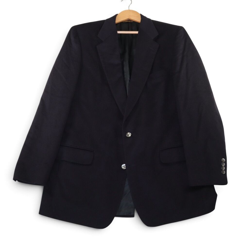 Vintage Brooks Brothers Men's 44L 100% Cashmere Blazer Sport Coat Jacket Blue